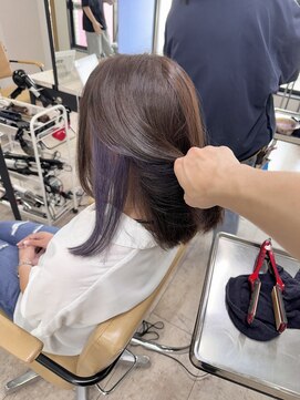 アジールヘア 所沢プロペ通り店(agir hair) シアーカラーブルーラベンダー隠せるセミディワンカール所沢韓国