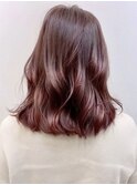 20代30代40代ピンクアッシュ艶感ウェーブ透明感ナチュラル