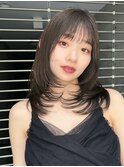 顔周りレイヤーカットくびれヘアミルクティーベージュカラー