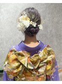 着物へアアレンジゆるふわシニヨン