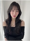 韓国ロングウルフ ハッシュカット＆地毛風暗髪カラー(新宿/岡崎)