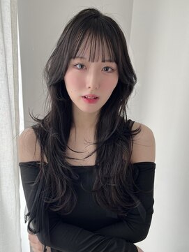 ラルム 新宿(LARME) 韓国ロングウルフハッシュカット＆暗髪ダークアッシュ(新宿岡崎)