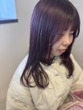 アチーブ ヘア デザイン(achieve hair design) ピンクブラウン透明感艶カラーレイヤーカットミディ20代30代