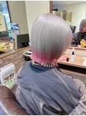 ハイトーンボブ裾カラーピンク