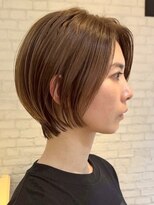 青山白髪ぼかしハイライトウルフショートボブグレージュ40代50代