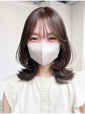 顔周りレイヤー韓国ヘアくびれミディミディアム_ba474113