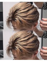 ステラ(STELLA)&nbsp;メンズ/バレイヤージュ/センターパート/ブリーチ＆ダブルカラー