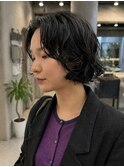 ショートボブパーマボブニュアンスルーズパ-マ大人可愛い川崎