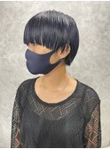 大人モード ブラントマッシュ ジェンダーヘア スモーキーブルー