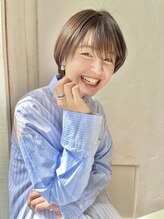 ナック ベース(knack base) ナチュラルショートミニボブ×斜めバング/グレージュ◎30代40代