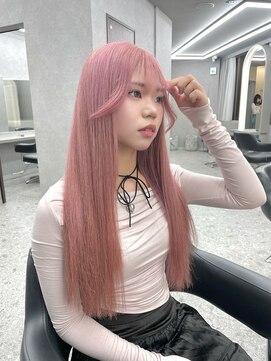 天神美容室 【天神美容室】ハイトーンカラー×ホワイトピンク×学割×ロング