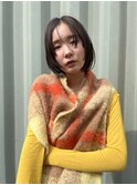 ぱつっとボブ/ミニボブ/ステップカット/暗髪ボブ/中崎町