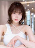 チョコグレージュ/20代30代大人かわいい/ミディアムレイヤー