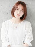 シースルーバング内巻きボブオレンジカラー【淡路/上新庄】