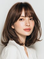 ヘアー ミッション 心斎橋店(hair Mission)&nbsp;ミディアムレイヤー/顔まわりカット/透明感カラー/深みブラウン