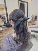 ヘアセット　ハーフアップ