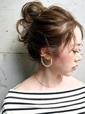ダブルカラー☆ブリーチ☆ベージュ☆お団子ヘアアレンジ