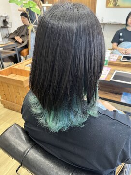 ルーフ ヘア アンド リラクション(RooF Hair and Relaxation) ミントグリーン×裾カラー