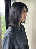 ボブ/ブルーブラック/ブルーカラー/透明感カラー/韓国ヘア
