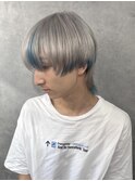 【エンドカラー】シルバー×水色×メンズウルフ