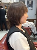 ショートウルフ 顔周りレイヤー アッシュブラウン 髪質改善 