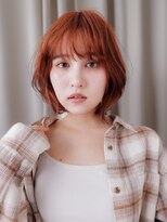 カバーヘア イヴ 戸頭店(COVER HAIR EVE)&nbsp;オレンジベージュ/ブリーチ/ダブルカラー/ショートボブ/20代e