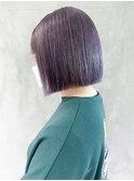 パープルボブ_グレージュカラーボブウルフ_ba378931