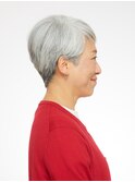【えがお美容室】60代グレイヘアの方に◎骨格補正ショート