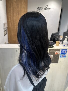 アジールヘア 池袋東口店(agir hair) ブリーチインナーブルーカラー池袋巻き髪