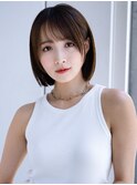 薄めバングくせ毛風カール長めバングミディアムボブルフミニボブ