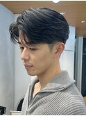 毛流れセンターパートニュアンスパーマ