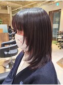 ツヤ髪黒髪暗髪ナチュラル顔まわりレイヤーミディ髪質改善