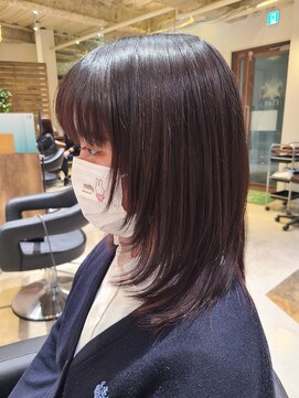 ラクヘアー 上福岡店 ツヤ髪黒髪暗髪ナチュラル顔まわりレイヤーミディ髪質改善