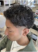 ビジネスショートメンズマッシュツイストパーマツーブロック