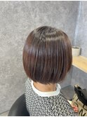 ストレートパーマ × ショートボブ
