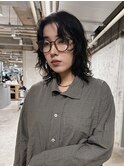 センターパートとレイヤーパーマ