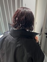 リラス 博多(rilas)&nbsp;ワイドバング/ミニボブ/パーマスタイル/ボブパーマ/ワインレッド