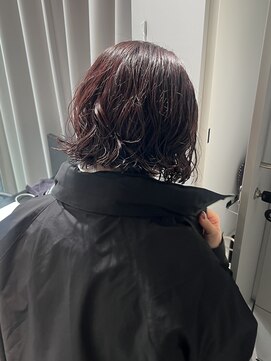 リラス 博多(rilas) ワイドバング/ミニボブ/パーマスタイル/ボブパーマ/ワインレッド