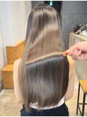 ロングオリーブベージュおくれ毛前髪カット_ba533122