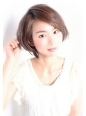 立体ショートボブ/くびれショート+暖色系カラー