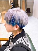 グレージュ/マッシュウルフインナーカラーブリーチデザイン原宿