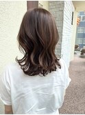 ベージュカラー/外ハネミディアム/20代30代40代50代60代