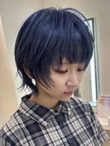 テン バイ アンブルリュクス 池袋(teN +by ambleluxe)&nbsp;ブルー/ブリーチ/ウルフ/ハッシュカット