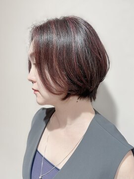 ユウヘアー 石川橋店(U Hair) ショートボブ ピンクブラウンハイライト