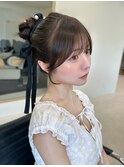 艶髪暗髪ダークグレージュレイヤーカットアイドル風前髪