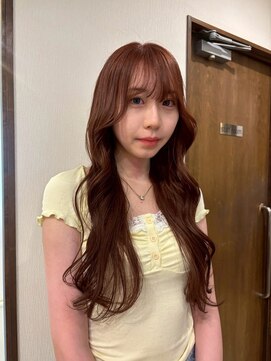 ゆるふわ小顔ロングヘア×透明感バーガンディ艶カラー20代30代