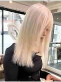 下北沢ミルクティーホワイトブロンド切りっぱなしミディアム◆
