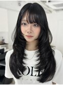 ハイライトカラーミルクティーベージュ海外レイヤーカット
