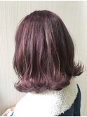 暗髪 透明感 大人かわいい ブリーチ パープル ボルドー