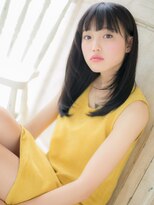 ブルー(BLUE)&nbsp;*CUORE水戸*…印象的な黒髪前下がりワンカール小顔ストレートb